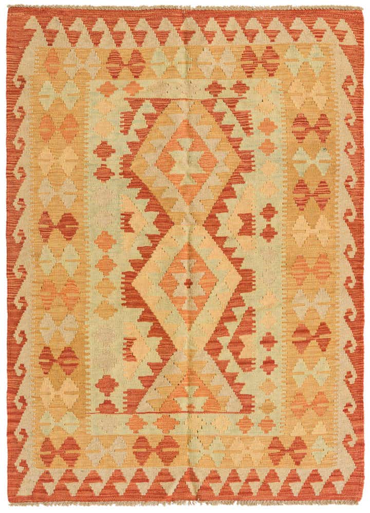 3' 5 x 4' 10 Hand Woven Kilim Waziri Wool Rug