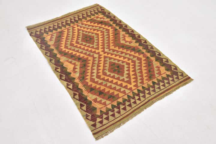 3' x 4' 5 Hand Woven Kilim Waziri Wool Rug
