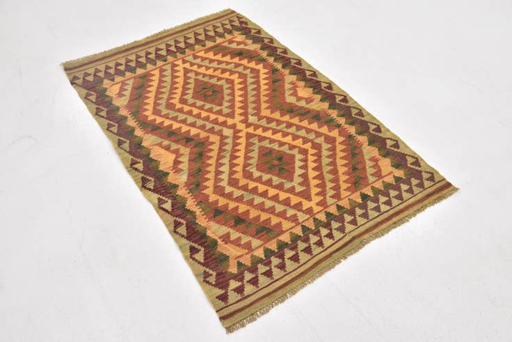 Detail image of 3' x 4' 5 Hand Woven Kilim Waziri Wool Rug