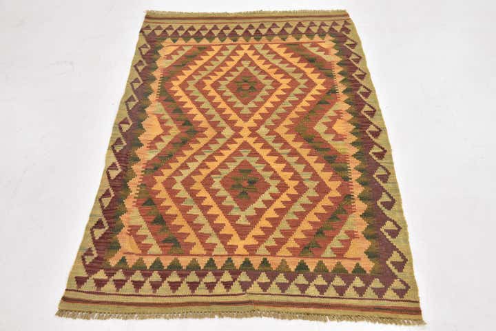 3' x 4' 5 Hand Woven Kilim Waziri Wool Rug