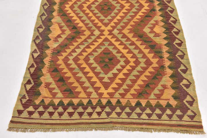 3' x 4' 5 Hand Woven Kilim Waziri Wool Rug