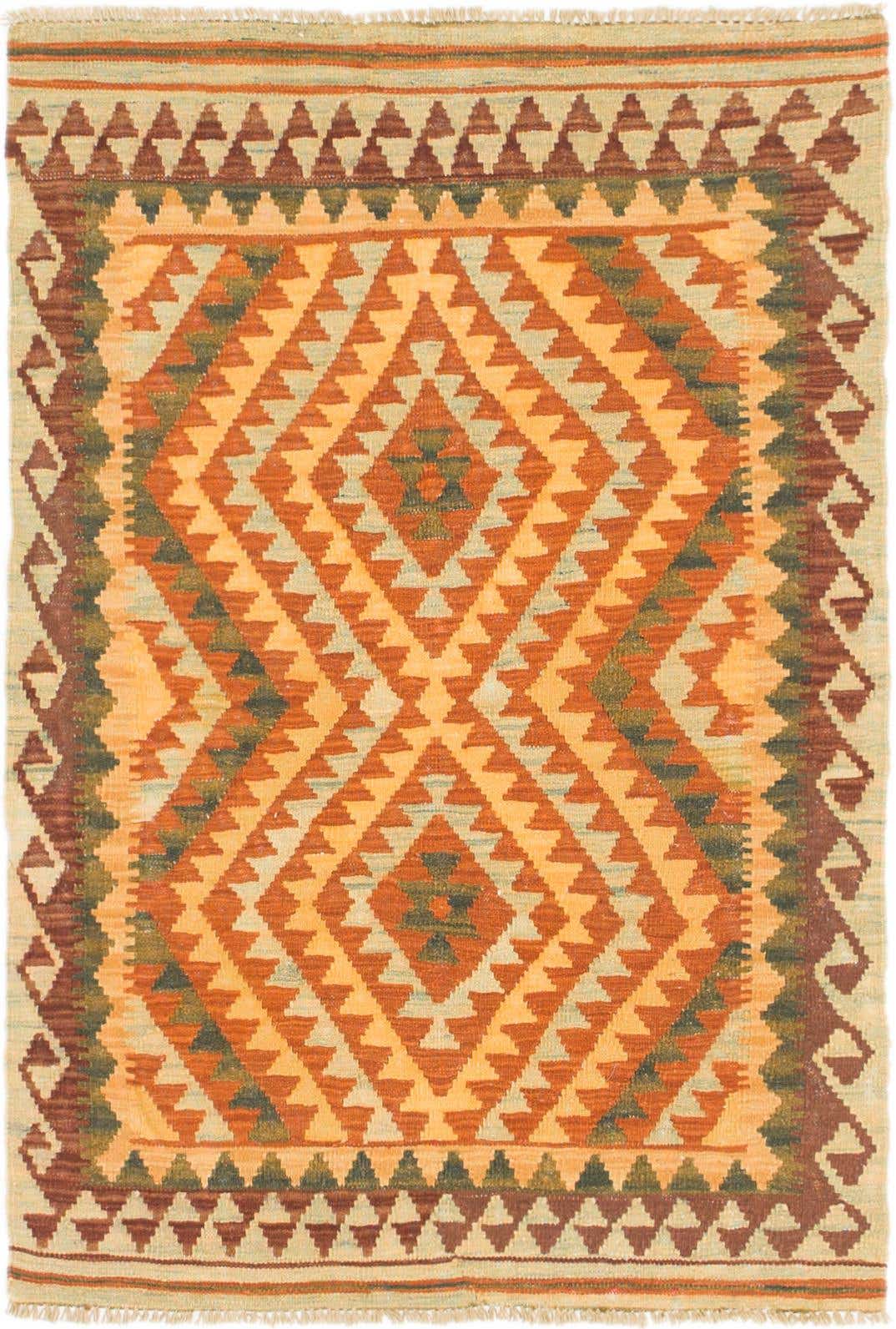 3' x 4' 5 Hand Woven Kilim Waziri Wool Rug