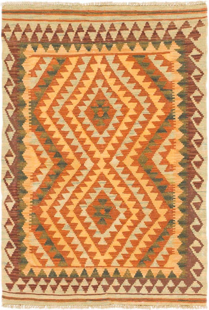 3' x 4' 5 Hand Woven Kilim Waziri Wool Rug