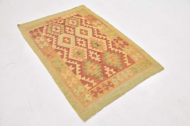 3' 4 x 5' Hand Woven Kilim Waziri Wool Rug