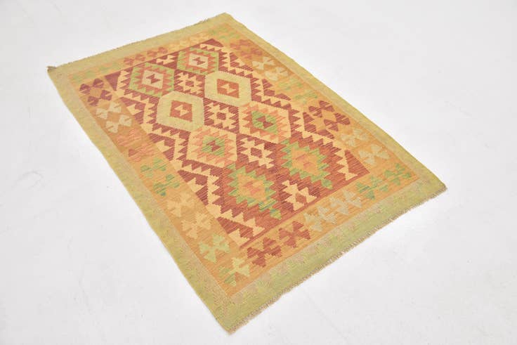 Detail image of 3' 4 x 5' Hand Woven Kilim Waziri Wool Rug