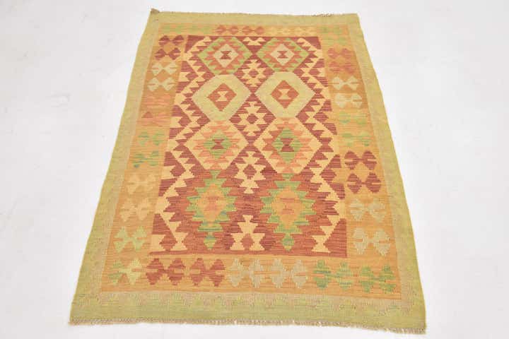 3' 4 x 5' Hand Woven Kilim Waziri Wool Rug