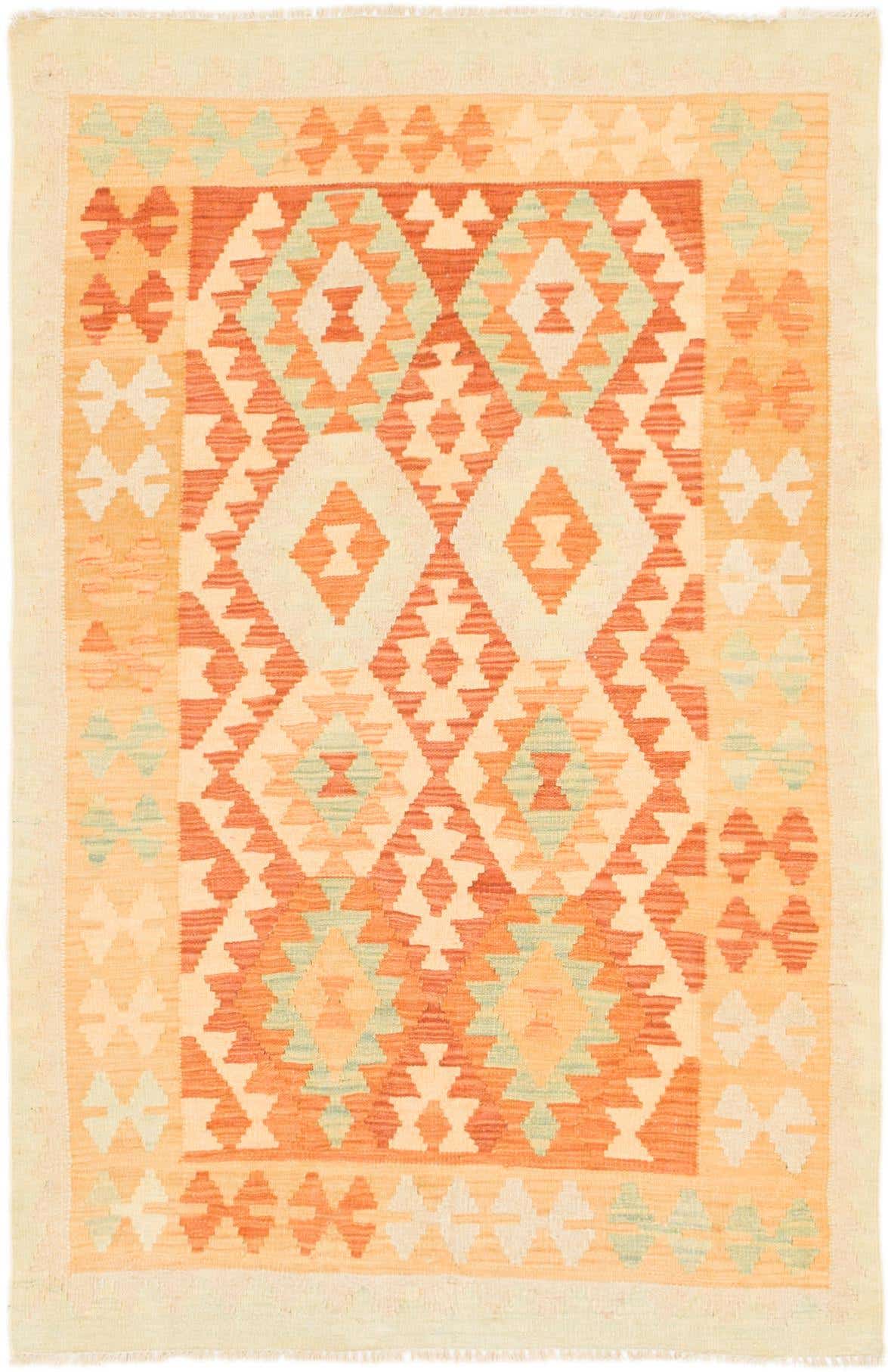 3' 4 x 5' Hand Woven Kilim Waziri Wool Rug