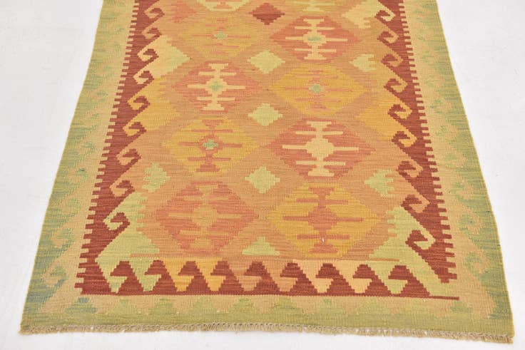 Detail image of 3' 2 x 4' 10 Hand Woven Kilim Waziri Wool Rug