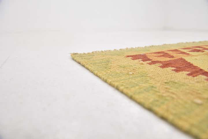 3' 2 x 4' 10 Hand Woven Kilim Waziri Wool Rug