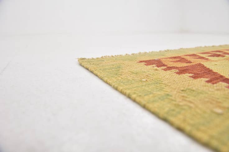 Detail image of 3' 2 x 4' 10 Hand Woven Kilim Waziri Wool Rug