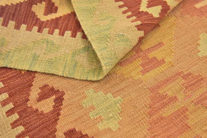 3' 2 x 4' 10 Hand Woven Kilim Waziri Wool Rug