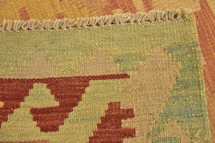 3' 2 x 4' 10 Hand Woven Kilim Waziri Wool Rug