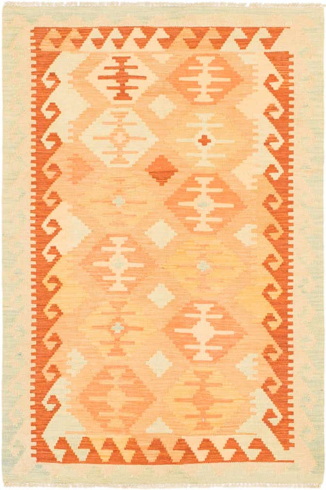 3' 2 x 4' 10 Hand Woven Kilim Waziri Wool Rug