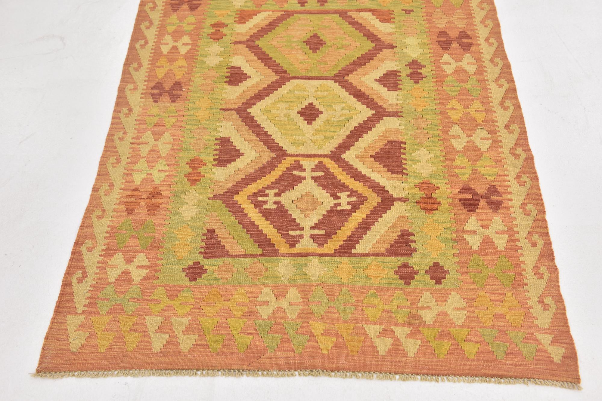 3' 5 x 4' 10 Hand Woven Kilim Waziri Wool Rug