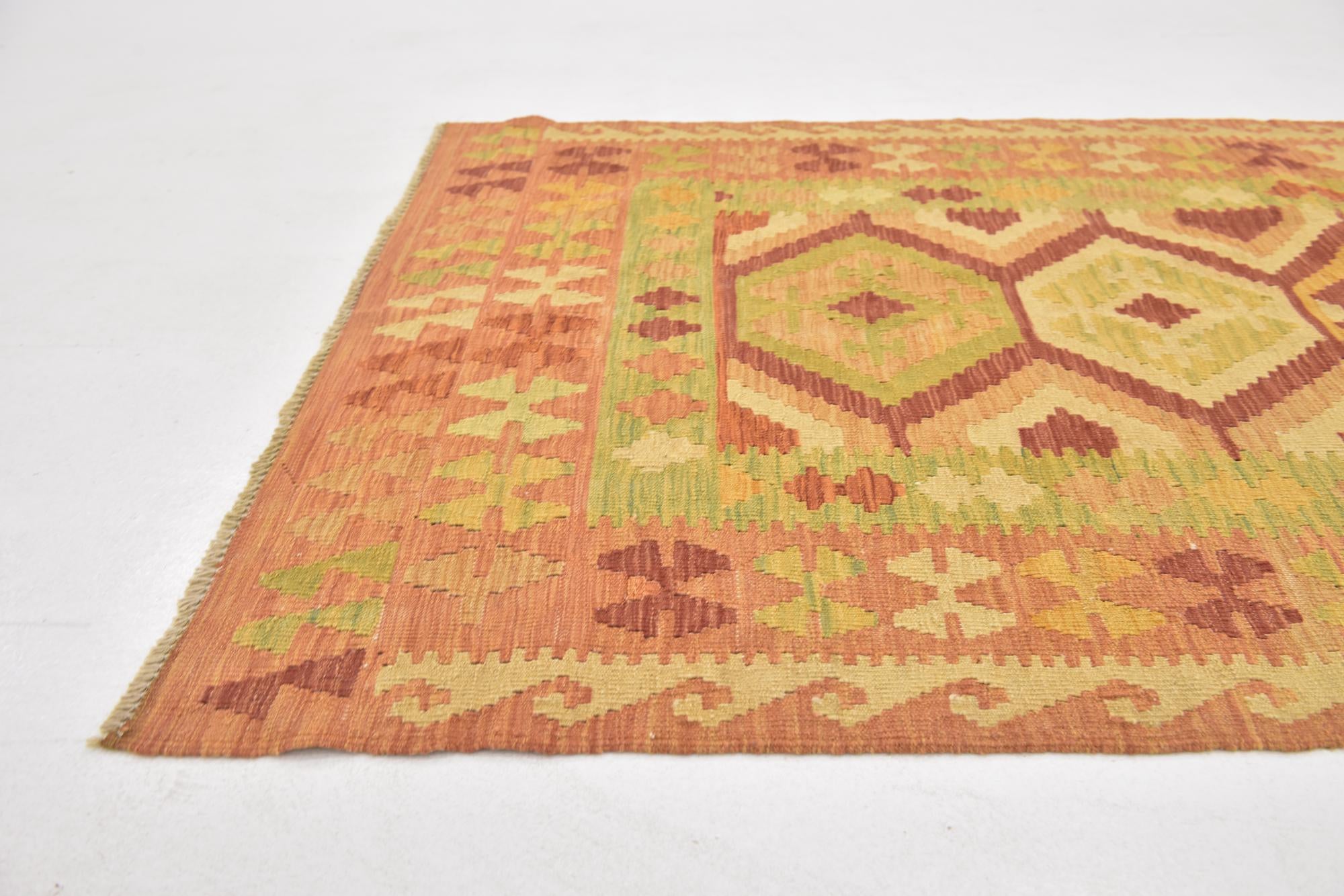 3' 5 x 4' 10 Hand Woven Kilim Waziri Wool Rug