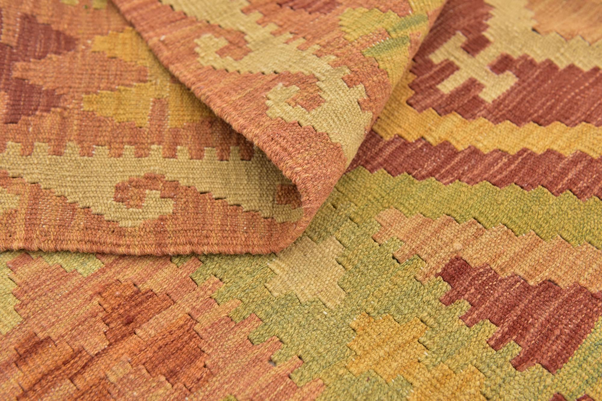 3' 5 x 4' 10 Hand Woven Kilim Waziri Wool Rug