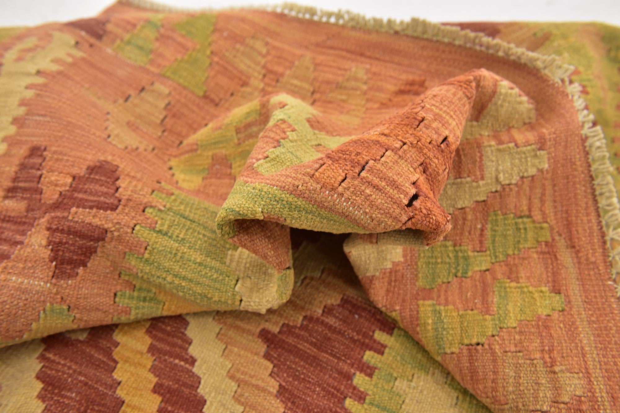 3' 5 x 4' 10 Hand Woven Kilim Waziri Wool Rug