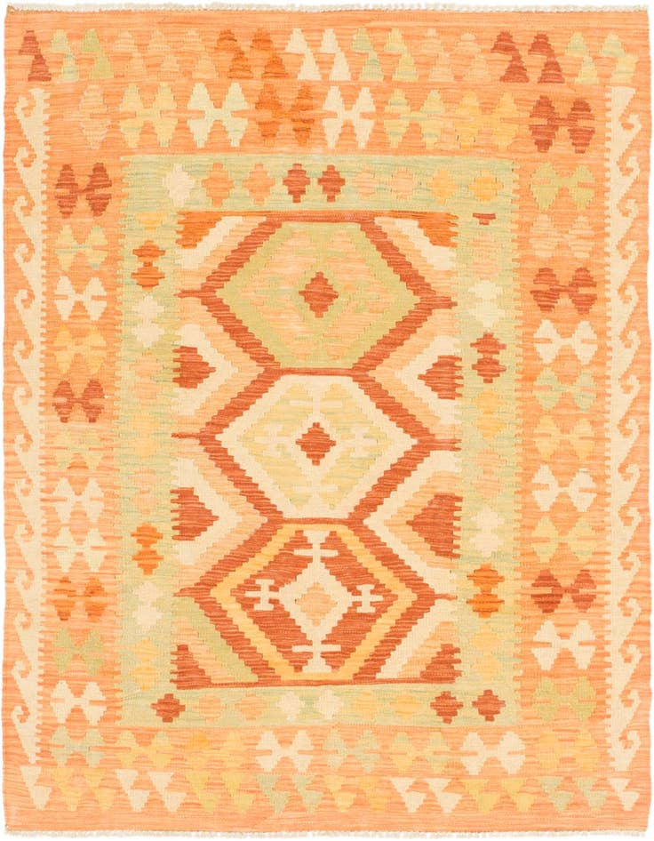 Detail image of 3' 5 x 4' 10 Hand Woven Kilim Waziri Wool Rug