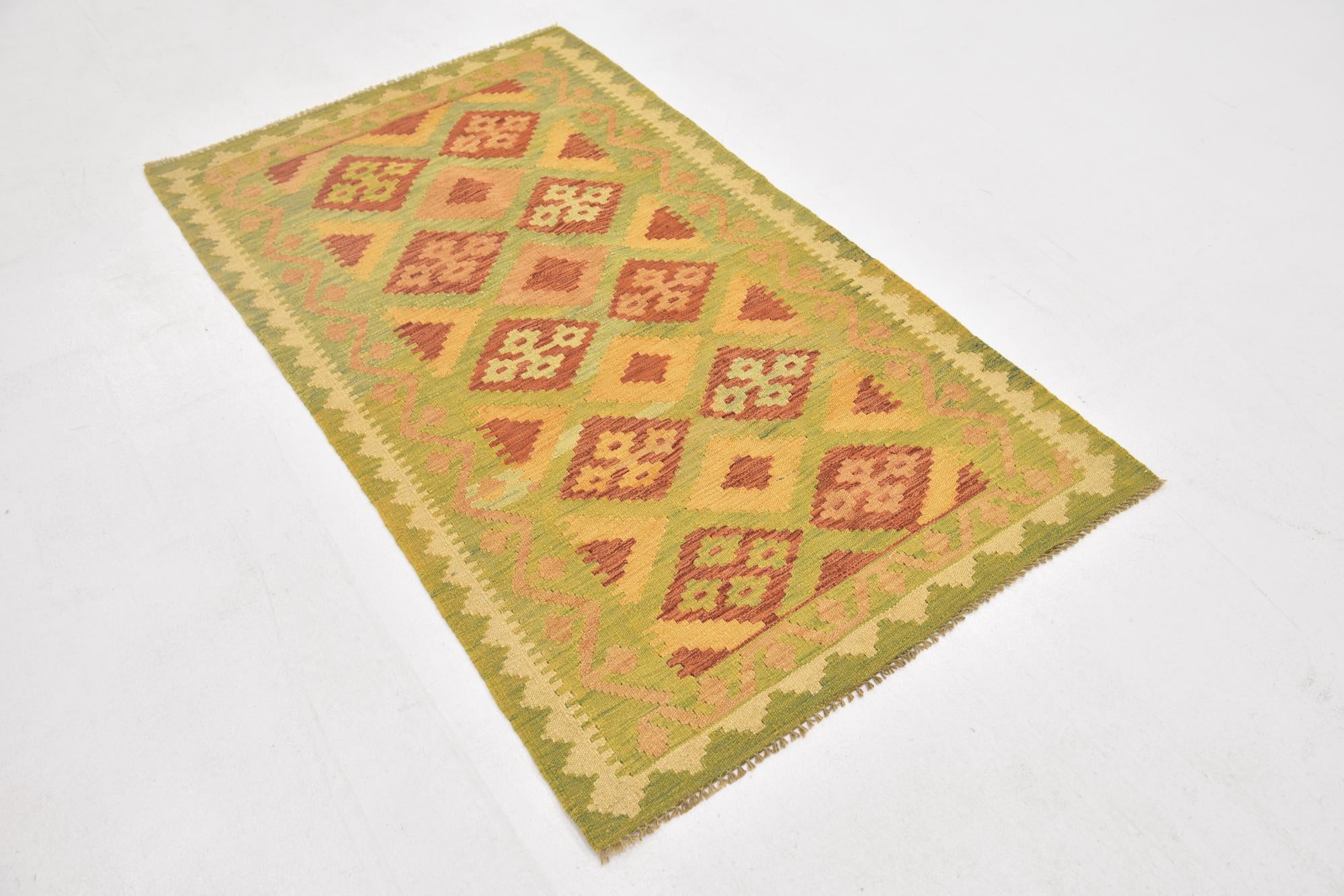 3' x 5' Hand Woven Kilim Waziri Wool Rug