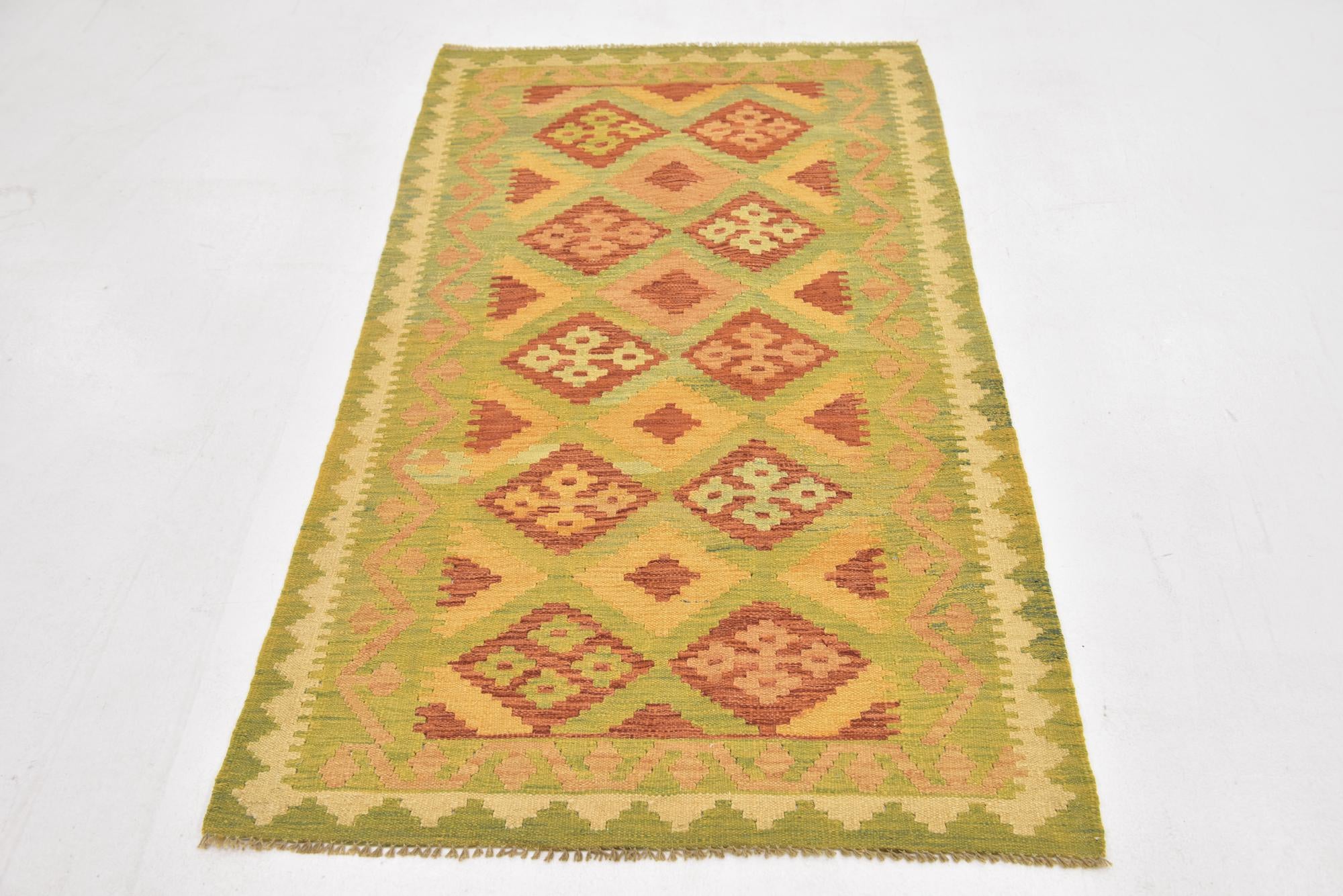3' x 5' Hand Woven Kilim Waziri Wool Rug