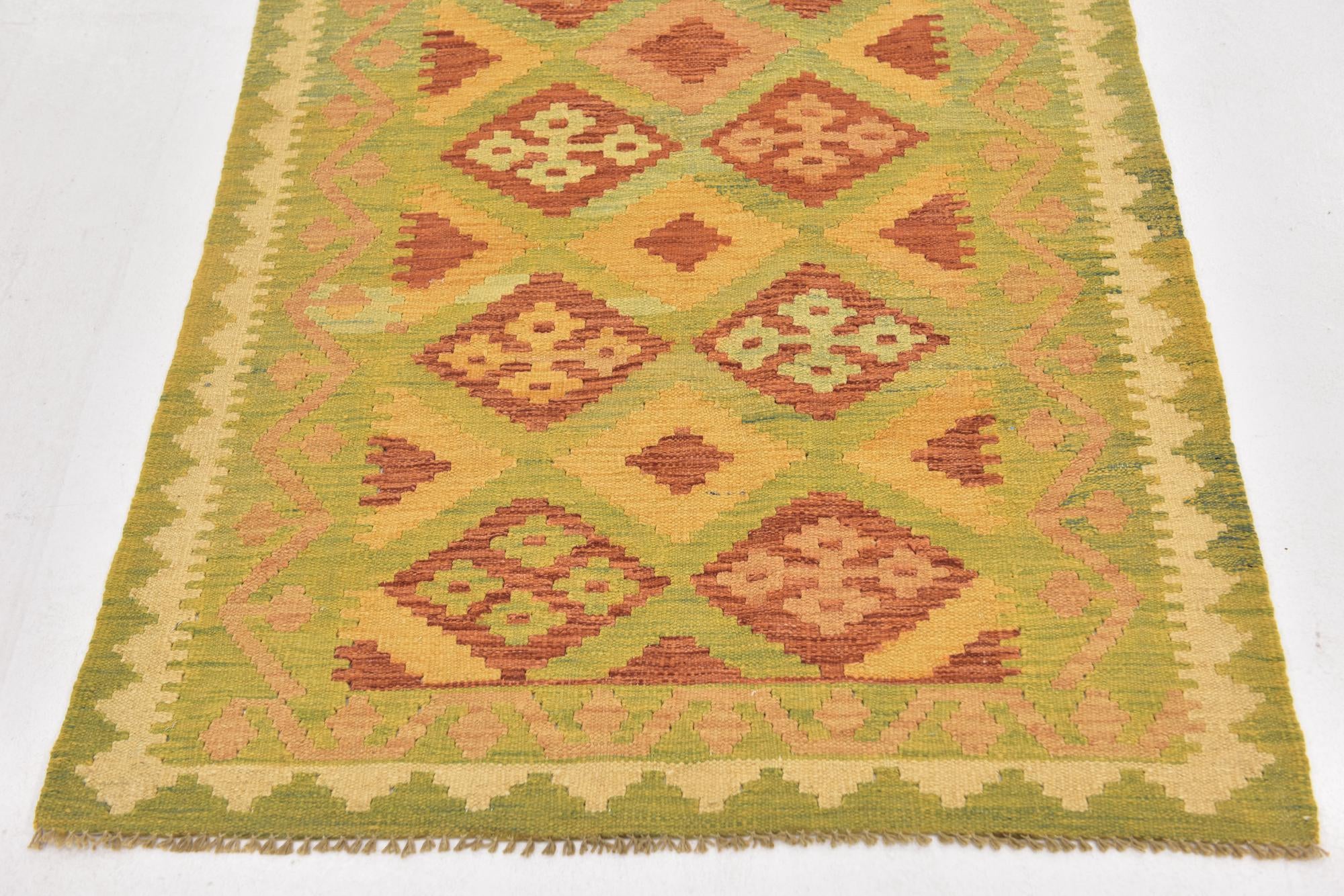 3' x 5' Hand Woven Kilim Waziri Wool Rug