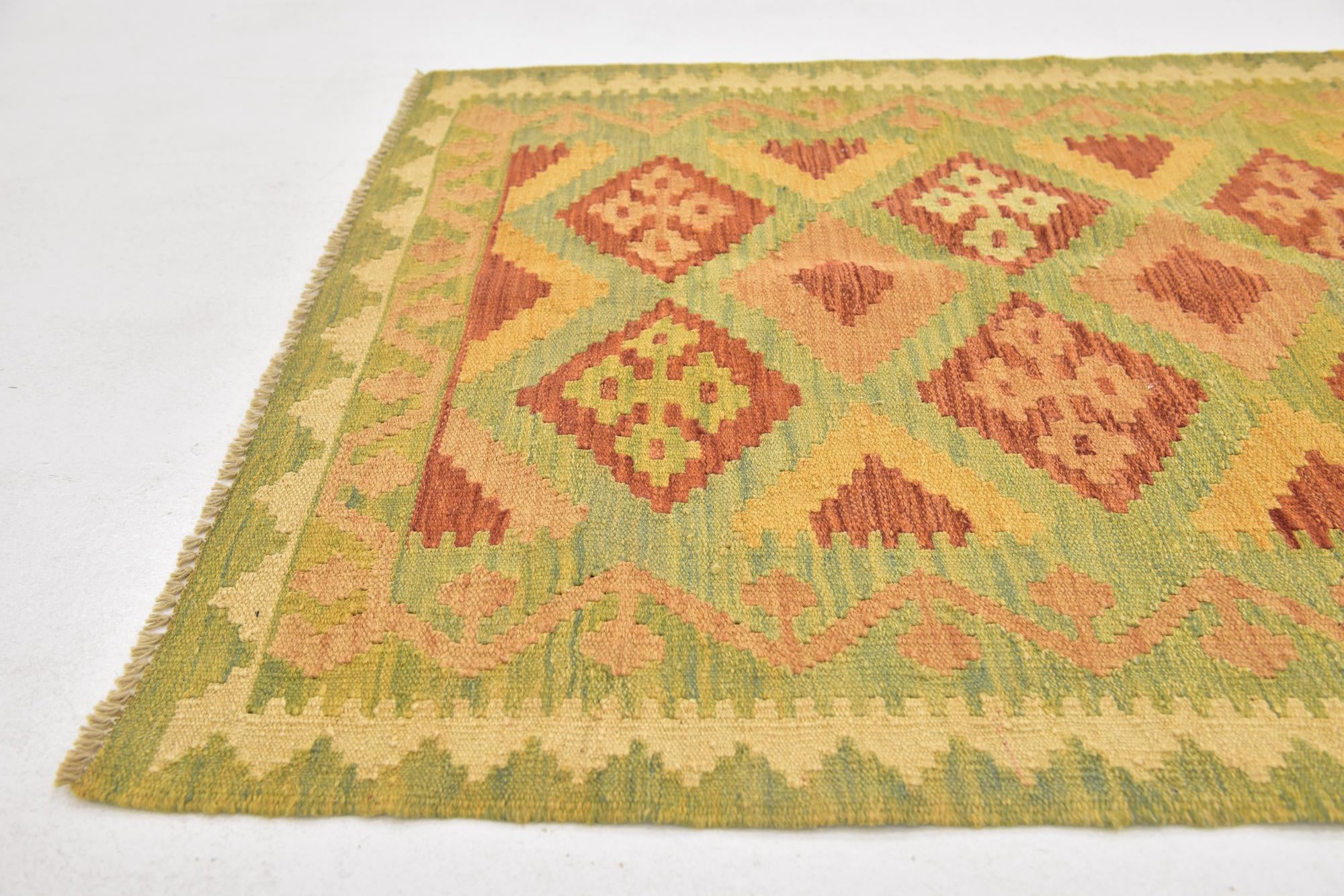 3' x 5' Hand Woven Kilim Waziri Wool Rug