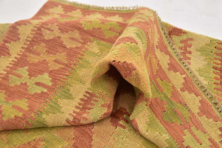 3' 4 x 5' Hand Woven Kilim Waziri Wool Rug