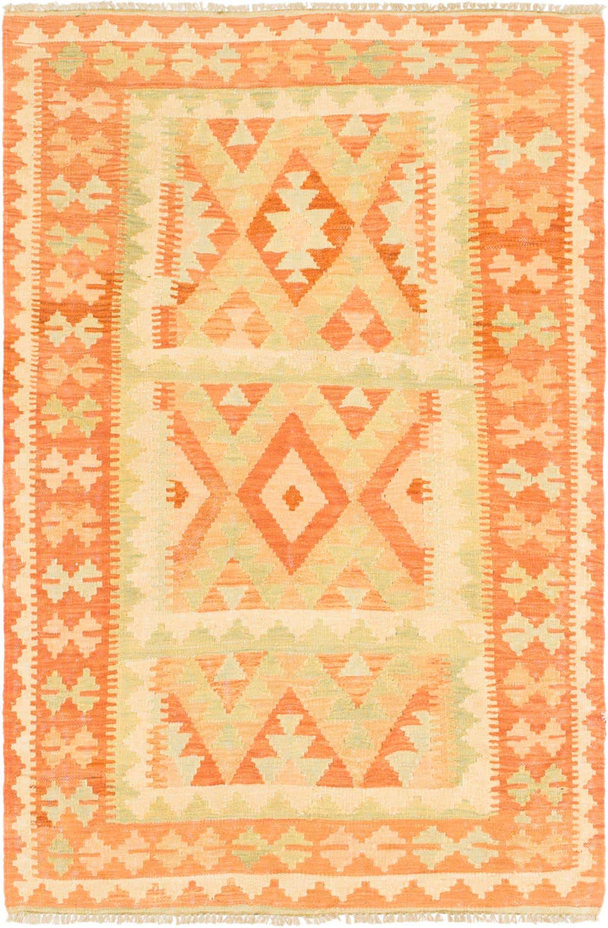 3' 4 x 5' Hand Woven Kilim Waziri Wool Rug