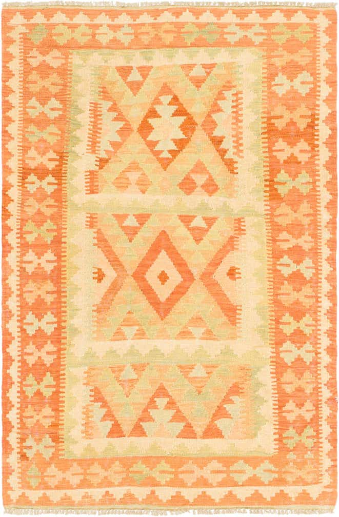3' 4 x 5' Hand Woven Kilim Waziri Wool Rug