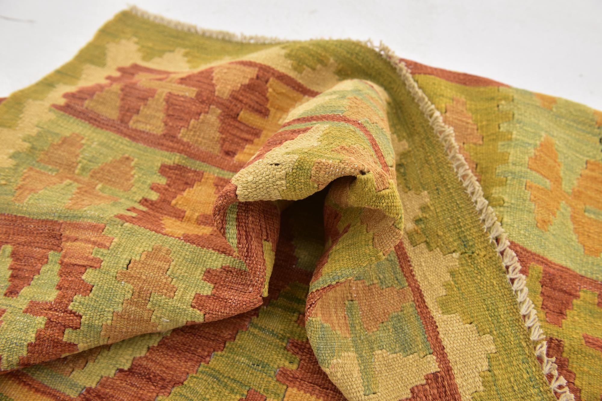 3' 2 x 5' Hand Woven Kilim Waziri Wool Rug