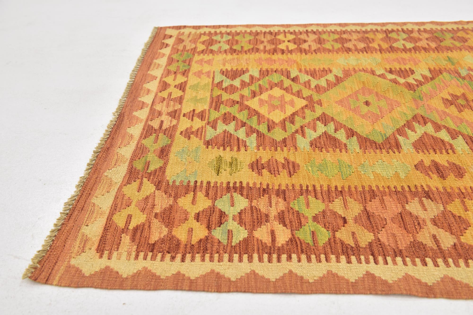3' x 4' 10 Hand Woven Kilim Waziri Wool Rug