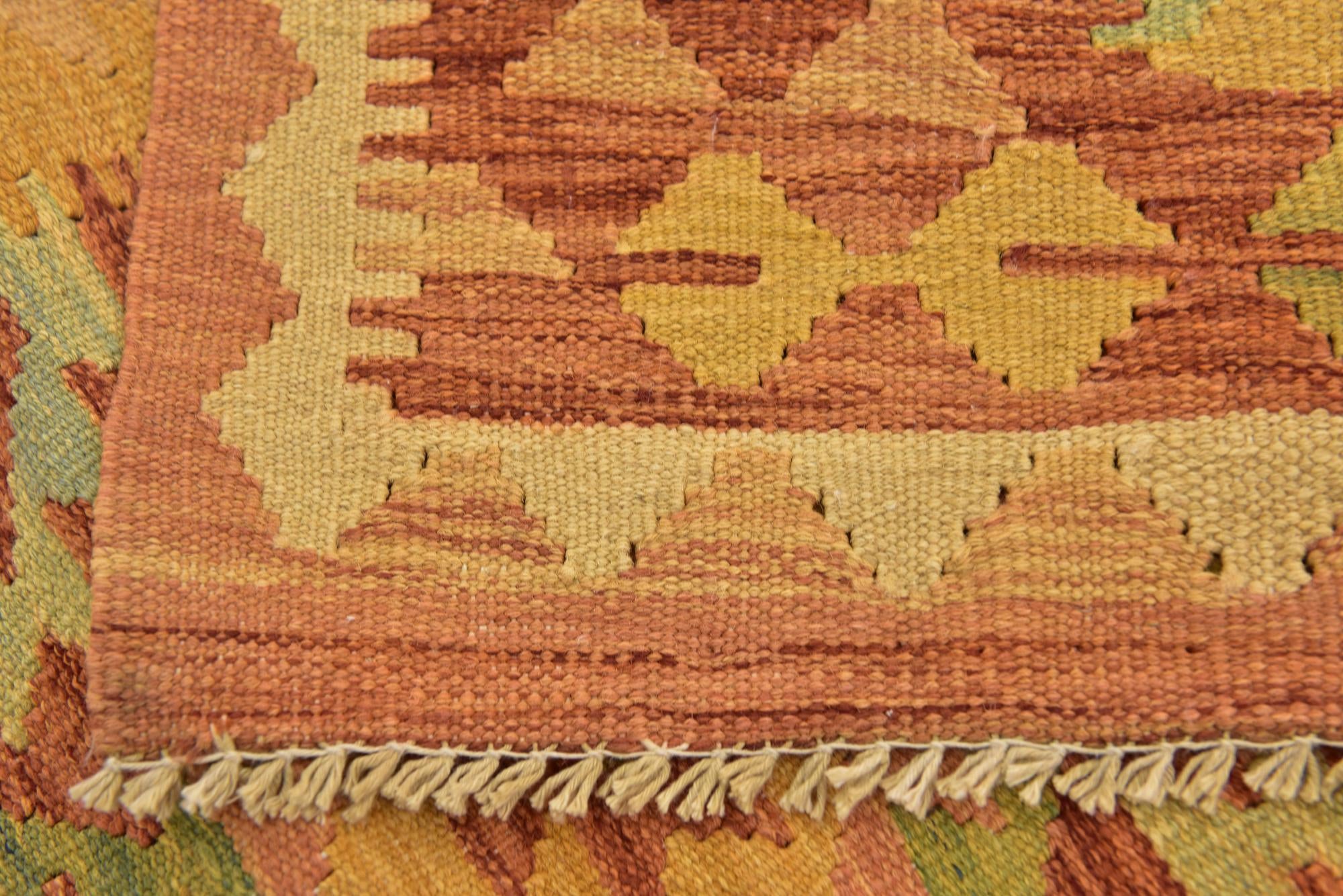 3' x 4' 10 Hand Woven Kilim Waziri Wool Rug
