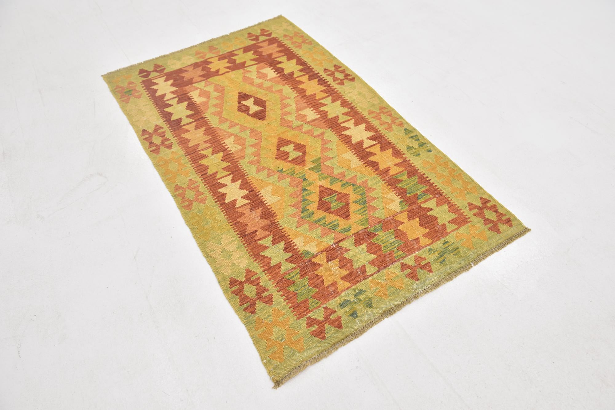 3' x 5' Hand Woven Kilim Waziri Wool Rug