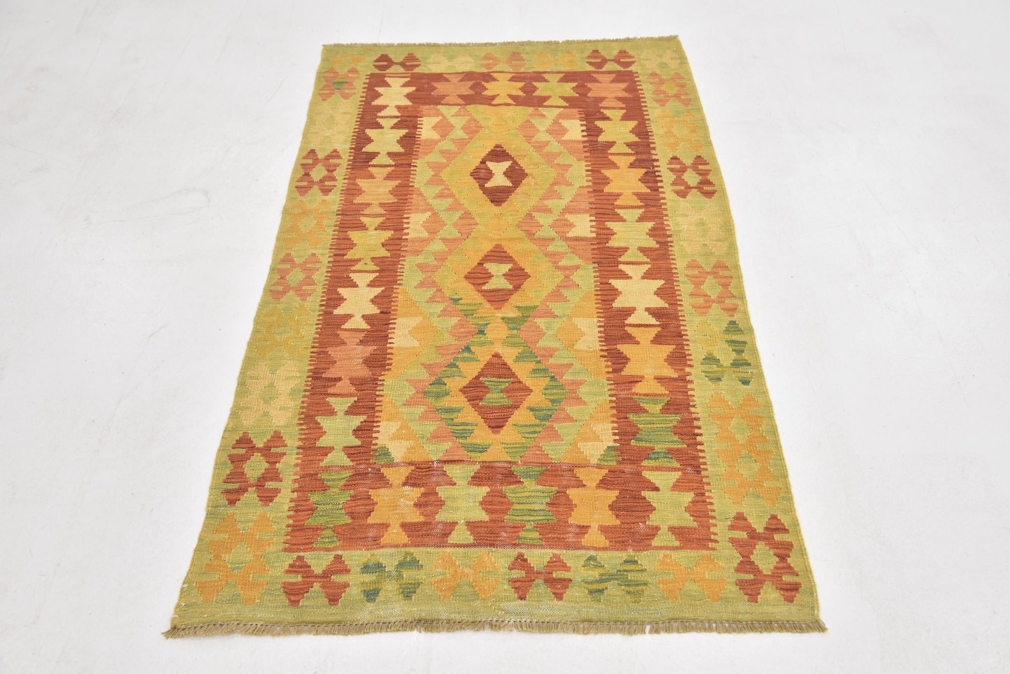 3' x 5' Hand Woven Kilim Waziri Wool Rug