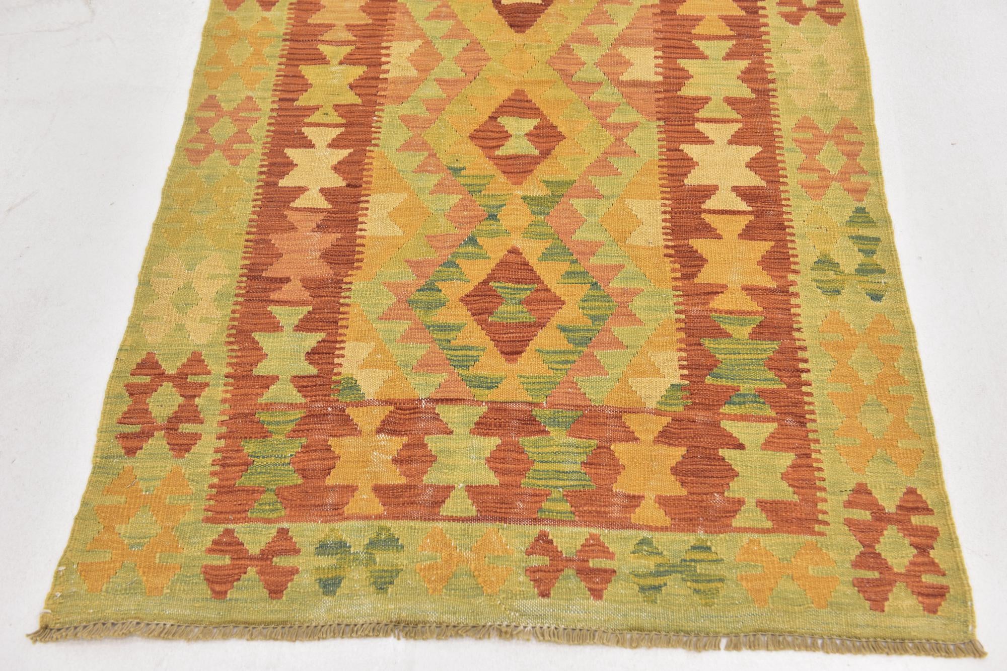 3' x 5' Hand Woven Kilim Waziri Wool Rug