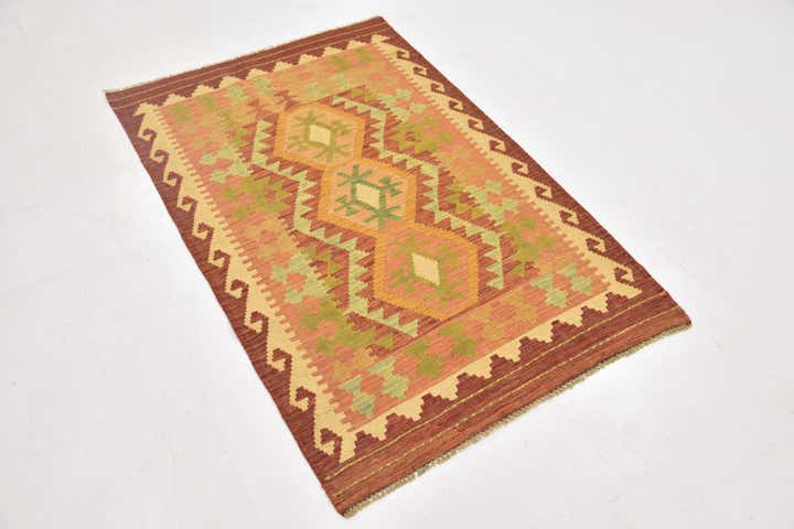 3' 2 x 5' Hand Woven Kilim Waziri Wool Rug