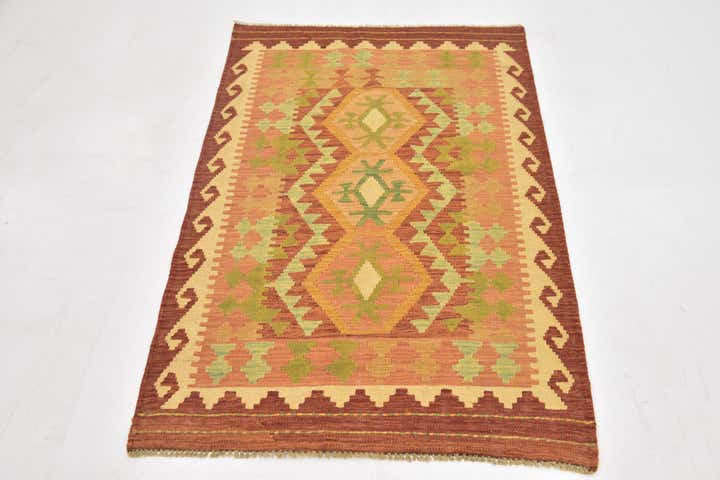 3' 2 x 5' Hand Woven Kilim Waziri Wool Rug