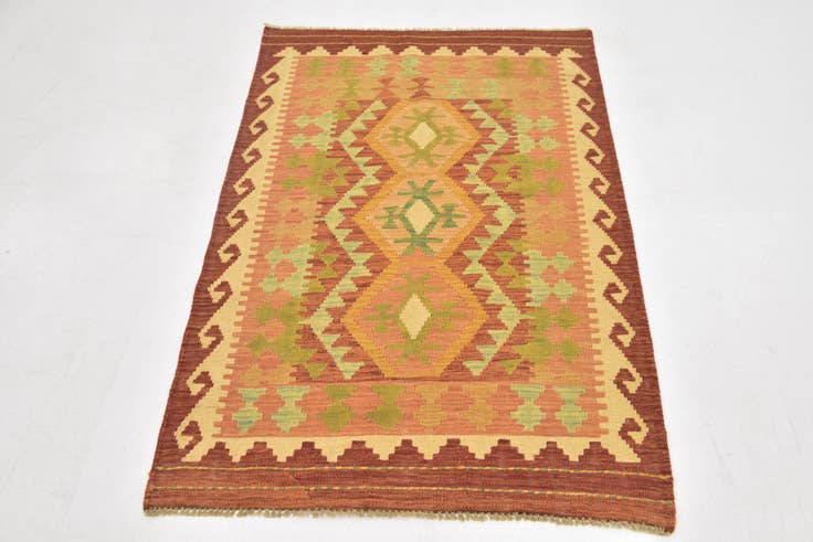 Detail image of 3' 2 x 5' Hand Woven Kilim Waziri Wool Rug