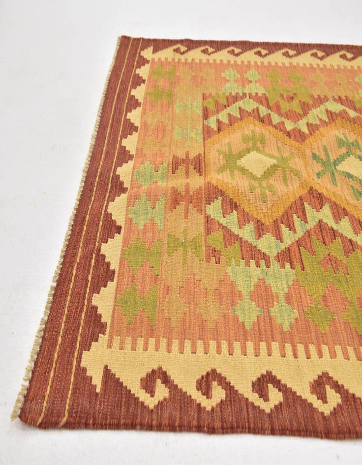 Detail image of 3' 2 x 5'  Hand Woven Kilim Waziri Wool Rug