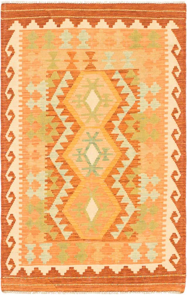 3' 2 x 5' Hand Woven Kilim Waziri Wool Rug