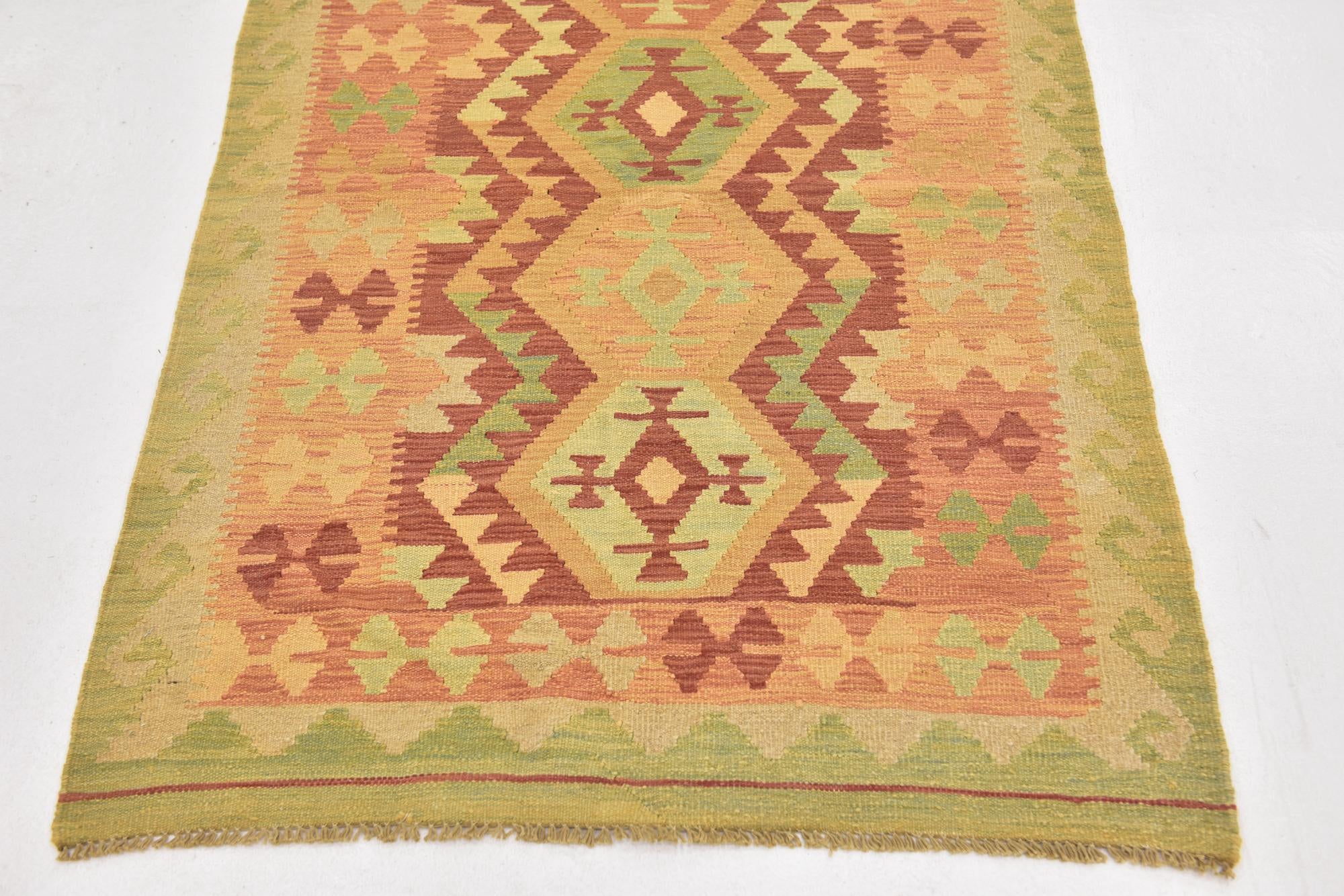 3' 3 x 5' Hand Woven Kilim Waziri Wool Rug