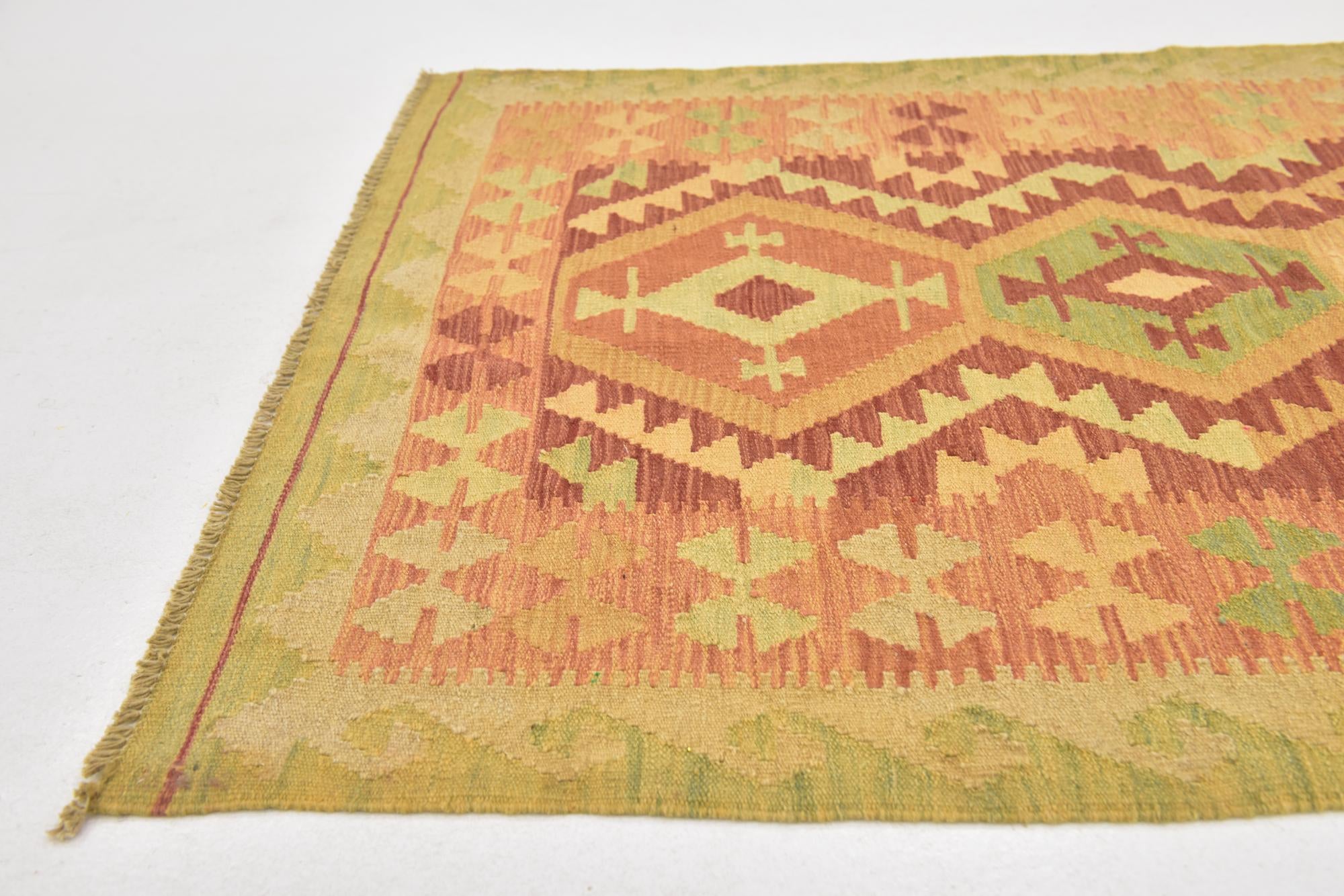 3' 3 x 5' Hand Woven Kilim Waziri Wool Rug