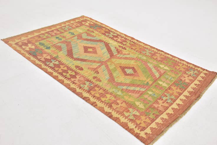 Detail image of 3' 2 x 5' Hand Woven Kilim Waziri Wool Rug