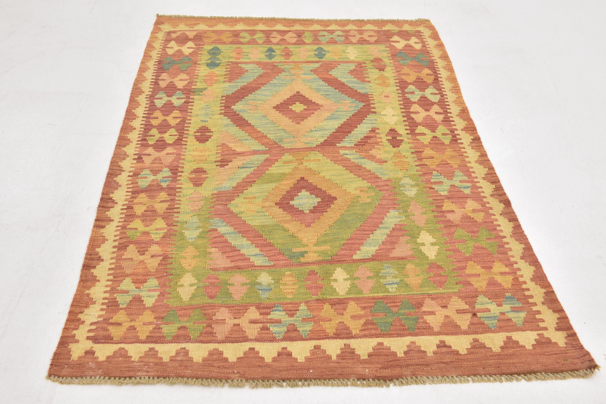 3' 2 x 5' Hand Woven Kilim Waziri Wool Rug