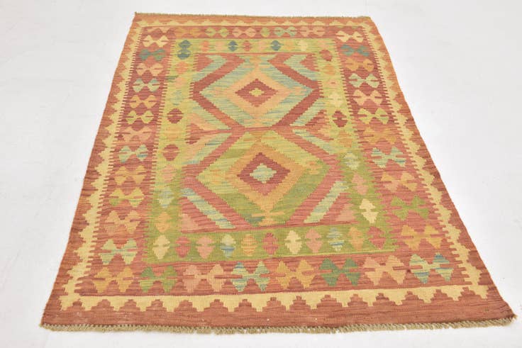 Detail image of 3' 2 x 5' Hand Woven Kilim Waziri Wool Rug