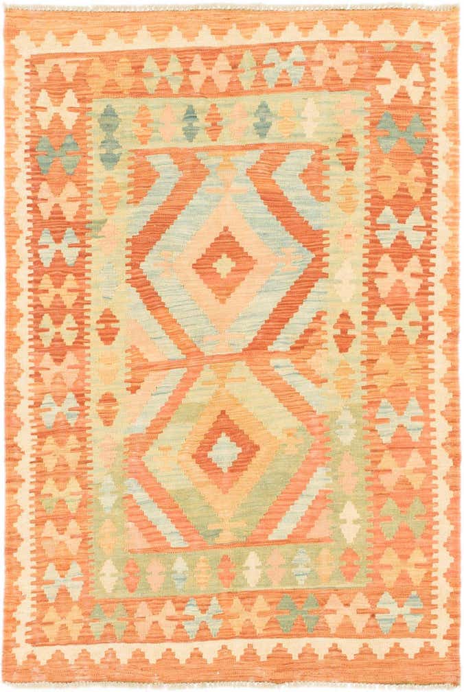 3' 2 x 5' Hand Woven Kilim Waziri Wool Rug