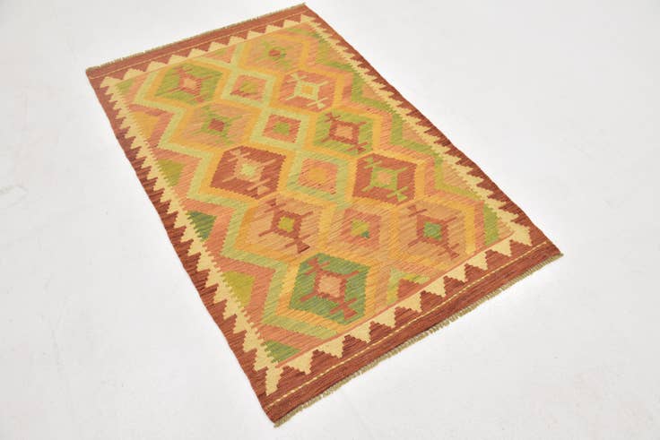 Detail image of 3' x 4' 10 Hand Woven Kilim Waziri Wool Rug