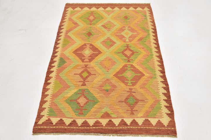 3' x 4' 10 Hand Woven Kilim Waziri Wool Rug