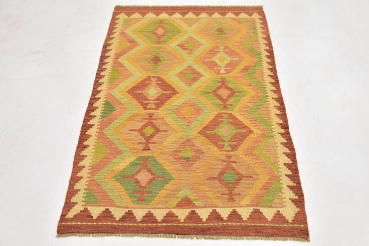 Detail image of 3' x 4' 10 Hand Woven Kilim Waziri Wool Rug