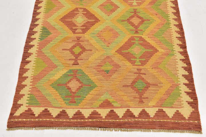 3' x 4' 10 Hand Woven Kilim Waziri Wool Rug